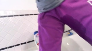 Pissing in my purple sweatpants for you.