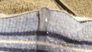 Precum flowing through underwear