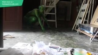Gay Teen Bodypaint / 19 Years Old Boy Turned into Miserable Green #1