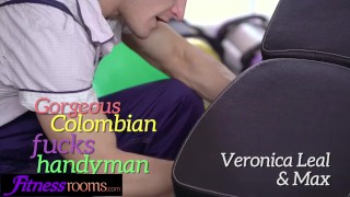 Fitness Rooms Sexy Colombian with amazing natural body fucks lucky handyman