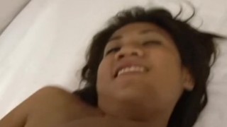 Hairy Asian cutie has her tight pussy stuffed by a white cock