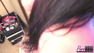 BBW MILF Bella Bendz gets fucked in the bathroom before our scene starts