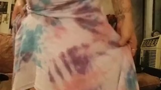 Milf enjoys smoking and stripping.