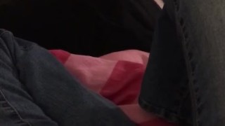Sneaky masturbating and silent orgasm next to boyfriend