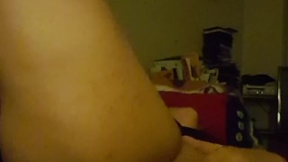 Chubby blonde cums hard from dildo in her ass!