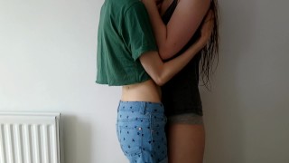 cute lesbian girls make out || real lesbian intimacy
