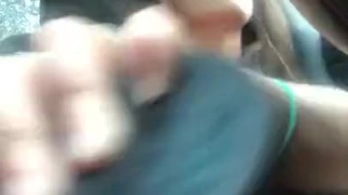 Tatted teen fucks herself hard with BBC in car in thunderstorm PT. 2