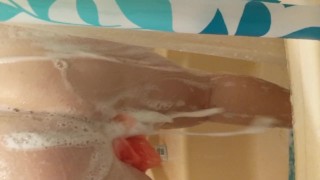 She got all soapy and wet