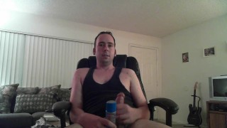 Large Penis Size Comparison with Lube Bottle and POV Spews