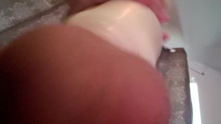 UNDER BIG FULL BALLS VIEW WITH DEEP MOANING CUMSHOT