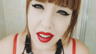 CIGARETTE DANGLING AND SMOKING CLOSE UP WITH RED LIPS