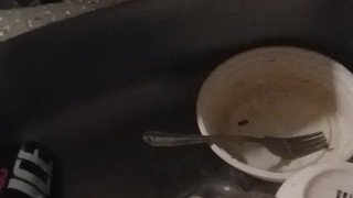 Pissing on dishes and feet