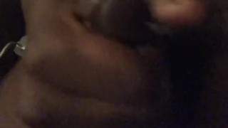 Ebony Teen Strokes Cock In Bedroom
