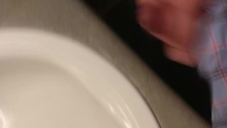 Playing and stroking dick before shower