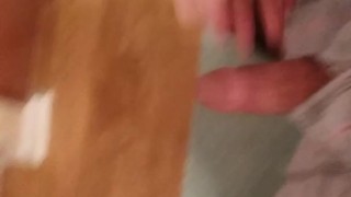 Playing and stroking dick before shower
