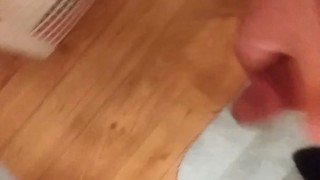 Playing and stroking dick before shower