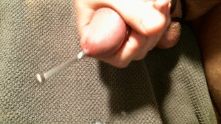close-up deep sounding and throbbing cum