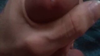 Close up ejaculation while watching the game