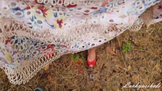 He Cumming in my panties with warm cum and pulls them back up, He fucked my clit outside