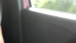 Driving home from work with tits and nipples exposed
