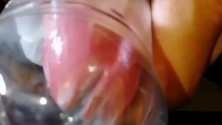 Trying homemade fleshlight v1.0 improvements have to be made!