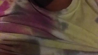 head plays with her pussy with shorts on