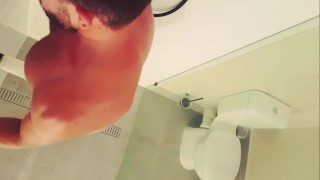 Straight Australian wolf edging with see-through fleshlight, huge cumshot !