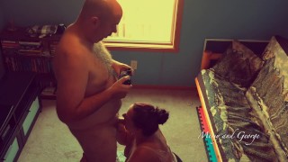 Homemade Blowjob - Milf Sucks Fat Uncut Dick with Big Juicy Head - Thick Load