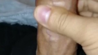 Jerking my foreskin back and forth feels so nice, my veiny shaft