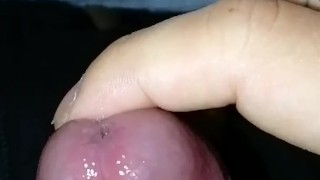 Edging foreskin precum strings play
