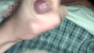 Small dick, big load. Jerking over best mate at his house