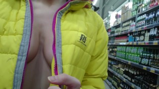 Flashing boobs in store