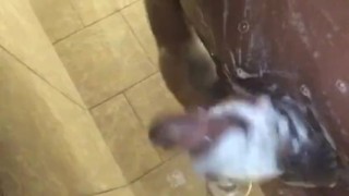 Stroking bbc in the shower