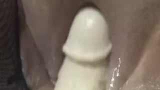 Fucking machine dildo cumming in my fat pussy