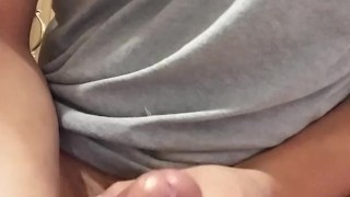 Young guy squirts load into hand