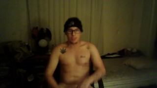 Hot White boy with glasses jerks off to porn until he cums!