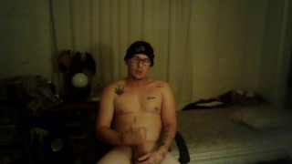 Hot White boy with glasses jerks off to porn until he cums!