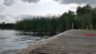 Sagging wet outdoor in lake with clothes