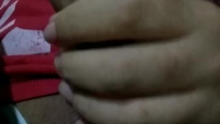 Playing with my big uncut cock