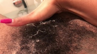 Masturbating my hairy pussy in the tub. JUICY
