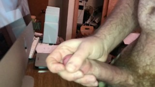 slo mo blowing a hot sticky load all over screen