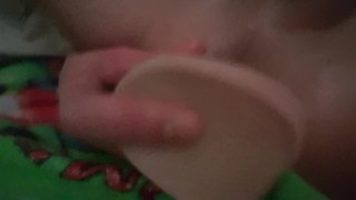 Fucking a huge dildo