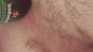 Horny Teen gapes Asshole underwater with beerbottle