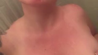 Girl with huge tits in the shower