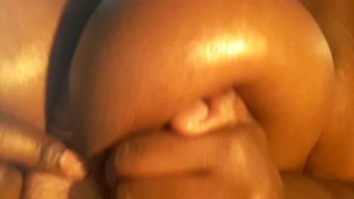 Upclose big tit ebony boob job