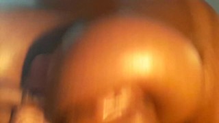 Upclose big tit ebony boob job