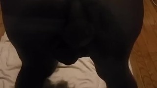 Lonely PAWG plays on huge suction cup dildo