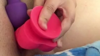 Vibrator and dildo. Full video at amateurcouple8890