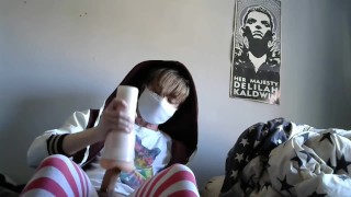 Cute femboy using his fleshlight until he cums