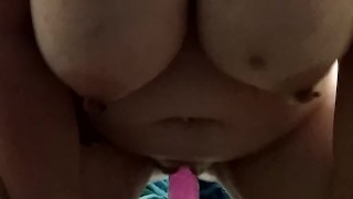 Bbw rides purple dildo
